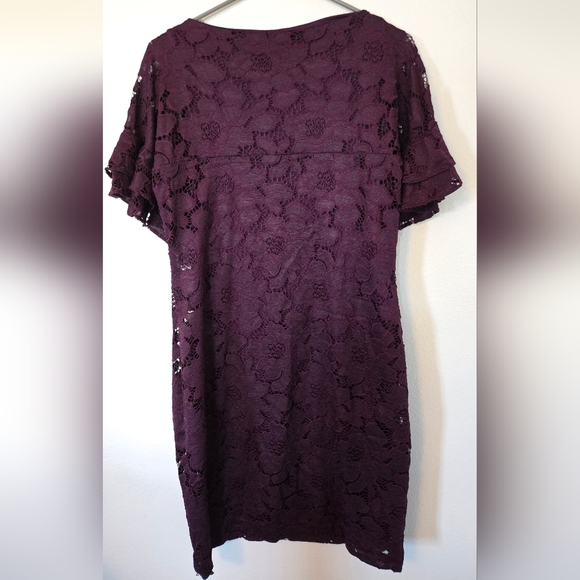 Chaps Purple Lace Fitted Dress Size 10 - Picture 2 of 5